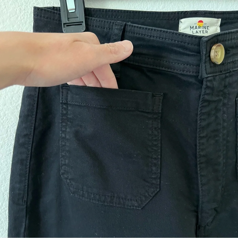 NWT Marine Layer Bridget Wide Leg Crop Pants in Faded Black SZ 10 - Picture 8 of 16